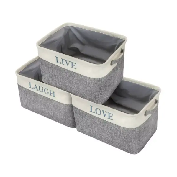 Sorbus 3pk Twill Storage Basket Set Love Live Laugh