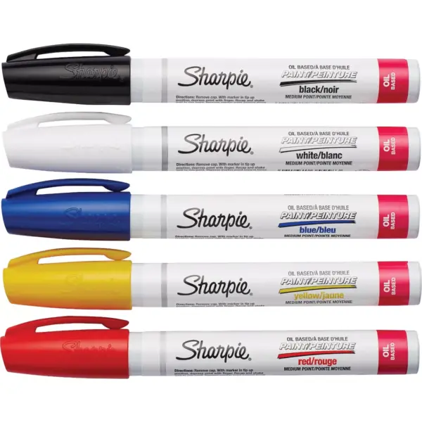 Paint Sharpie Oil Base Medium Point 5/PK AST 34971PP