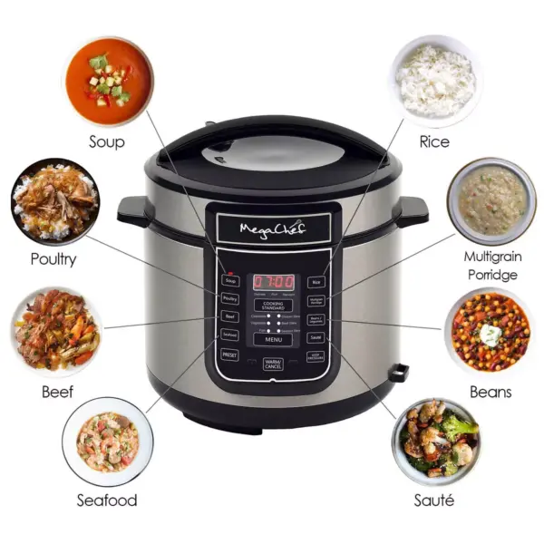 MegaChef 6qt Digital Pressure Cooker - Silver