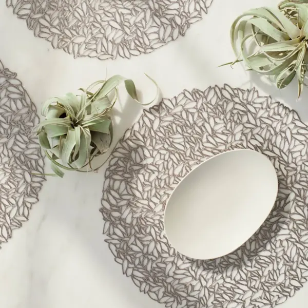 4pk Pressed Petal Placemats Gunmetal - Chilewich