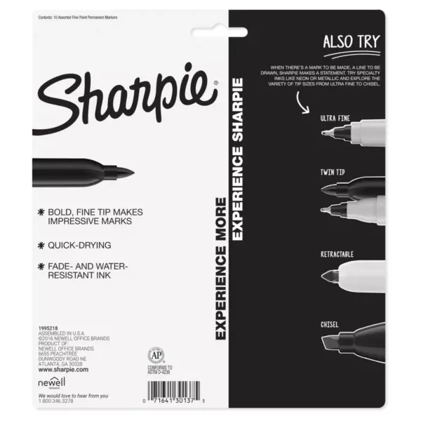 10ct Sharpie Fine Tip Permanent Markers Multicolor