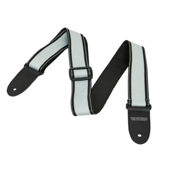 Monoprice 2-inch Guitar Strap - Nylon with Leather Ends - Gray & Black