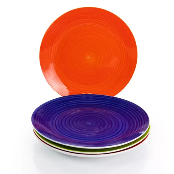 Gibson Home Crenshaw 4 Piece Fine Ceramic Dinner Plate Set in Assorted Colors