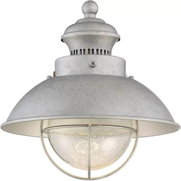 John Timberland Industrial Farmhouse Outdoor Barn Light Fixture LED Galvanized 8 1/2" Seedy Glass Exterior House Porch Patio Deck