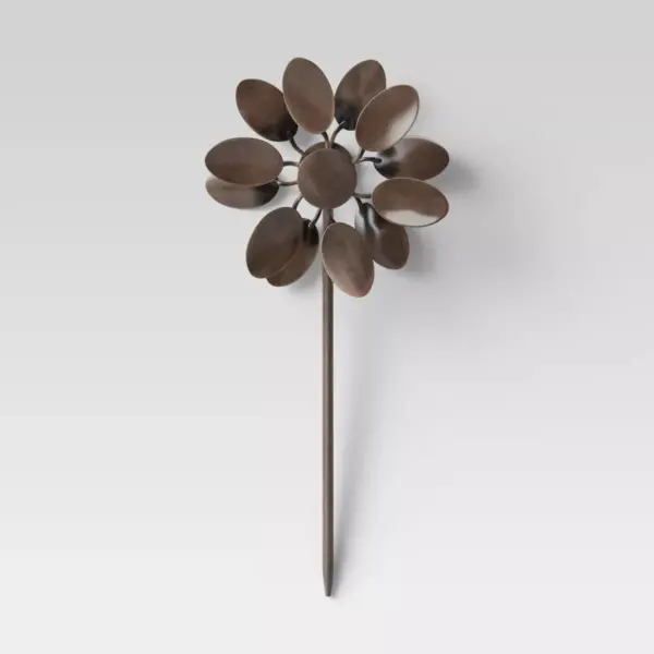 11" Iron Pot Stake With Leaves On Top Copper Brown - Smith & Hawken™