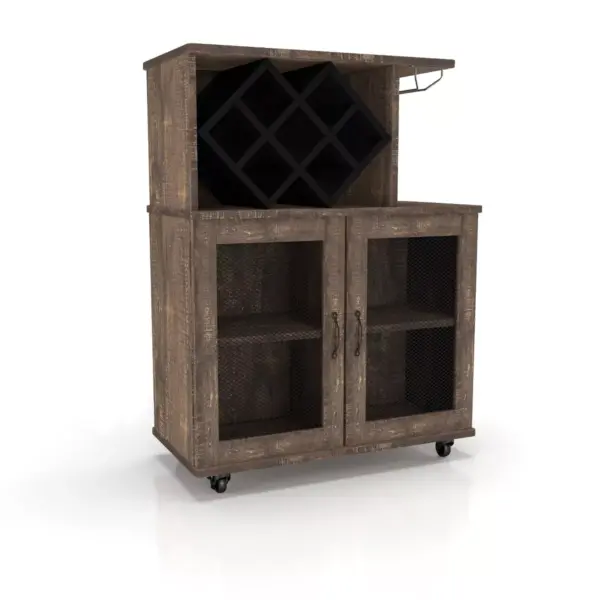 Morse Farmhouse Mobile Wine Cabinet Reclaimed Oak - HOMES: Inside + Out