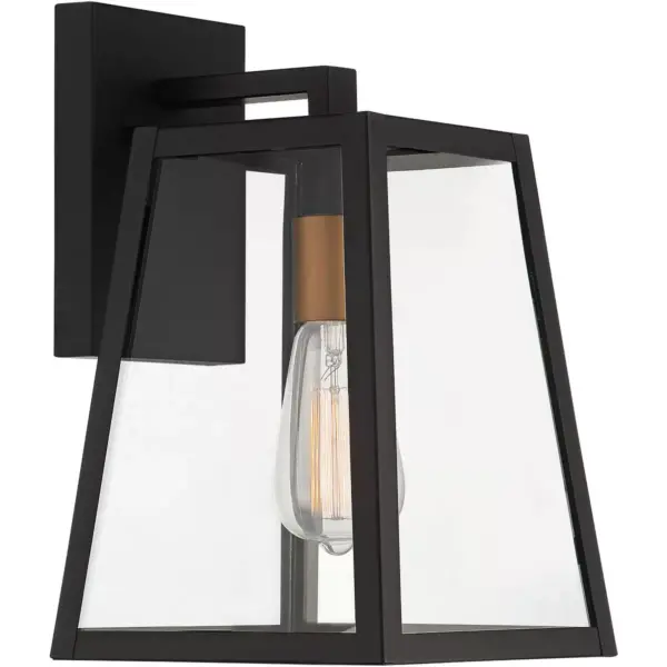 John Timberland Modern Outdoor Wall Light Fixtures Set of 2 Mystic Black Gold 13" Clear Glass Panels Exterior House Porch Patio