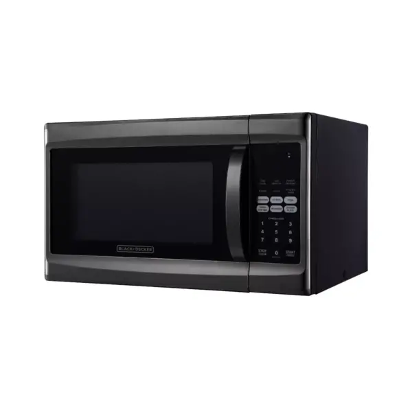 Black+Decker 1000 Watt 1.3 Cubic Feet Microwave with Digital Touch Controls and Display, Black Stainless Steel