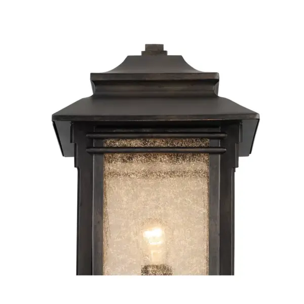 Franklin Iron Works Rustic Outdoor Post Light Walnut Bronze Vintage 21 1/2" Frosted Cream Glass Lantern for Exterior Garden Yard