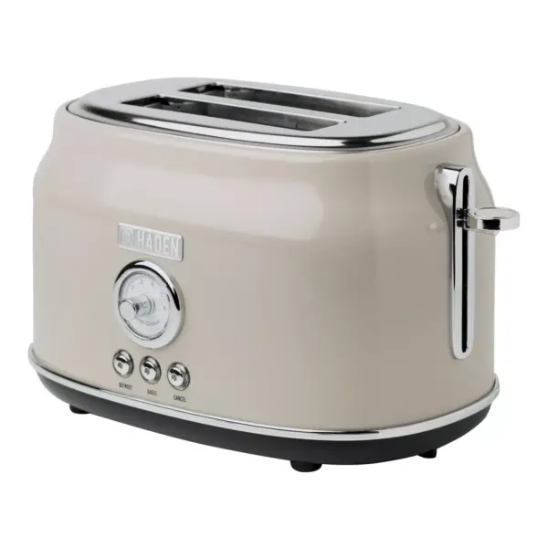 Haden 75003 Dorset Wide Slot Stainless Steel Body Countertop Retro 2 Slice Toaster with Adjustable Browning Control, Putty Beige