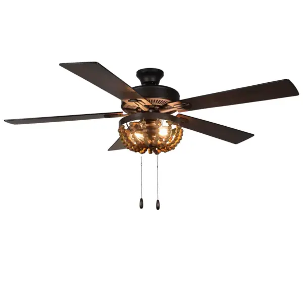 52" LED 5-Blade Wooden Chandelier Lighted Ceiling Fan - River of Goods