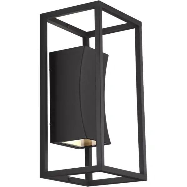 Possini Euro Design Modern Outdoor Wall Light Fixture LED Textured Black Box 14" Sanded Glass Up Down for House Porch Patio Deck