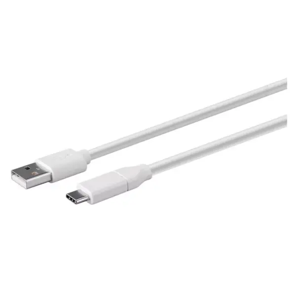 Monoprice USB & Lightning Cable - 0.5 Meter - White | 2.0 USB-C to USB-A, 3A, 480 Mbps, use with Samsung Galaxy S9 S8 Note 8, Pixel, LG V30 G6 G5,