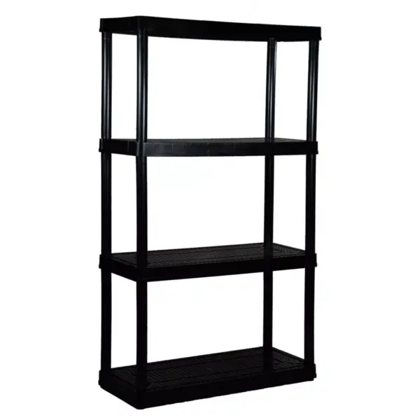 Gracious Living 4 Shelf Tier Medium Resin Indoor & Garage Shelf, Black (2 Pack)