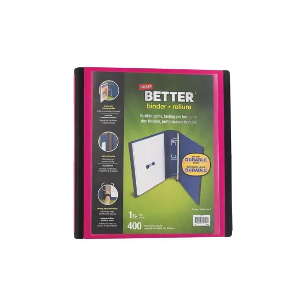 Staples 1.5" 3-Ring Better Binder Pink (13569-CC) 651746