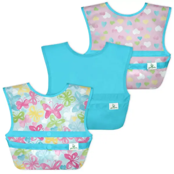 green sprouts Baby Mealtime Set Easywear Bib Mini Platemat Aqua/Pink - 4pc