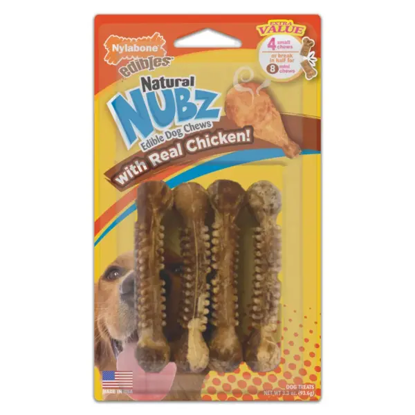 Nylabone Natural Medium Chicken Nubz Chewy Dog Treats - 4ct