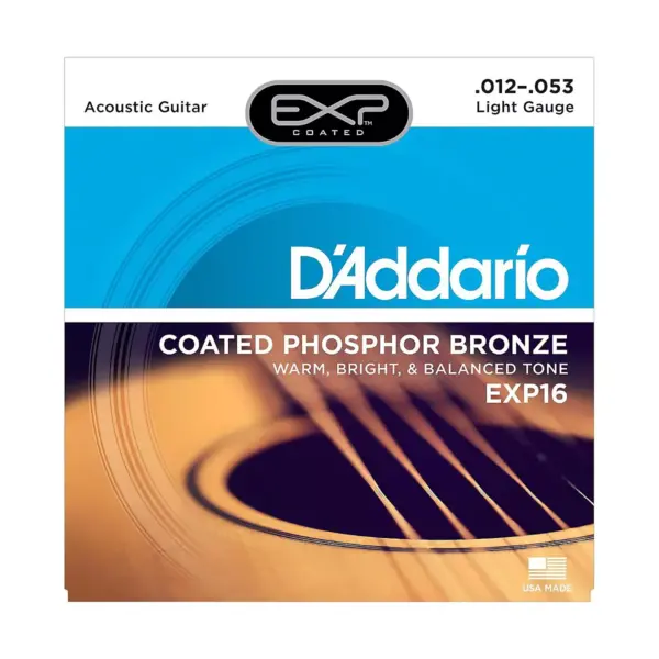 D'Addario EXP16 Coated Phosphor Bronze Light Acoustic Guitar Strings