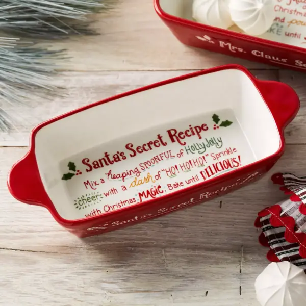 DEMDACO Santa and Mrs. Claus' Secret Recipe Baking Dishes - Set of 2 Red