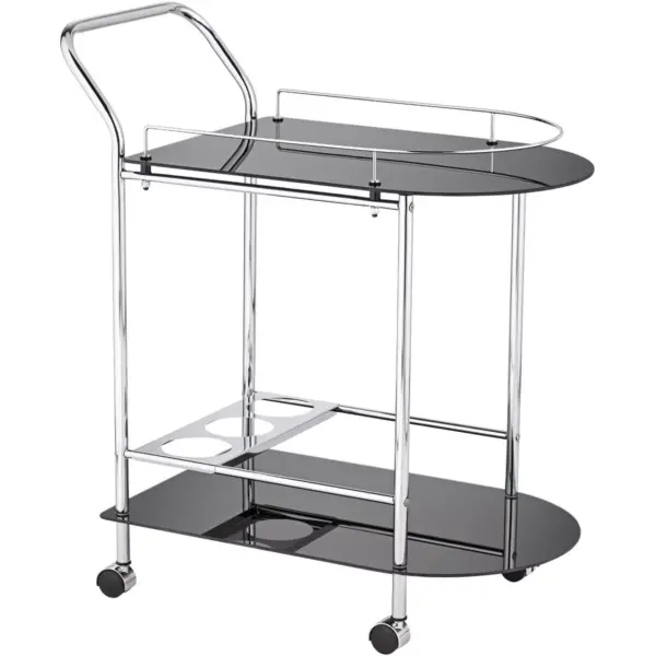 Studio 55D Finn 28 1/2" Wide Black Glass - Chrome Rolling Serving Cart