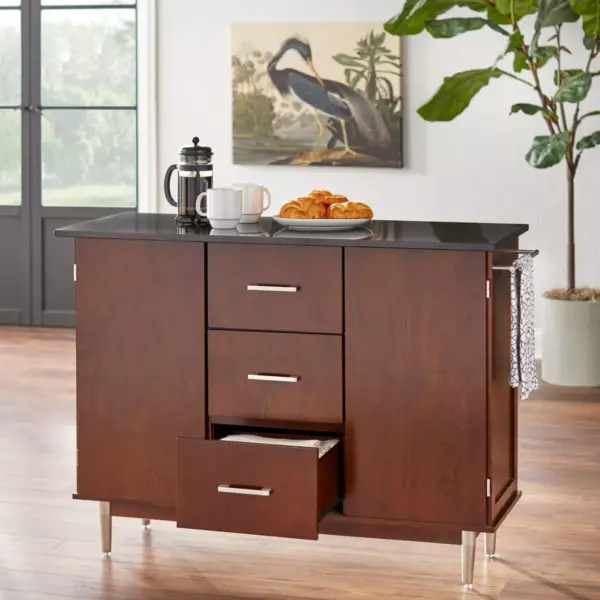 Vaughn Mid-Century Modern Kitchen Island Walnut - Buylateral