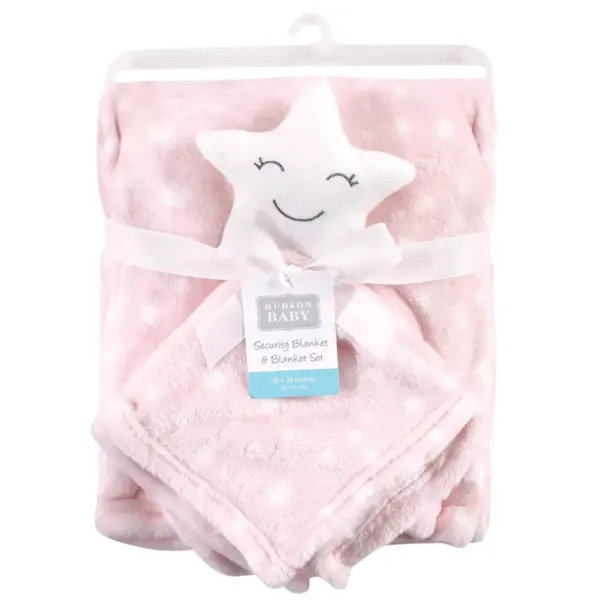 Hudson Baby Infant Girl Plush Blanket with Security Blanket, Star Girl, One Size