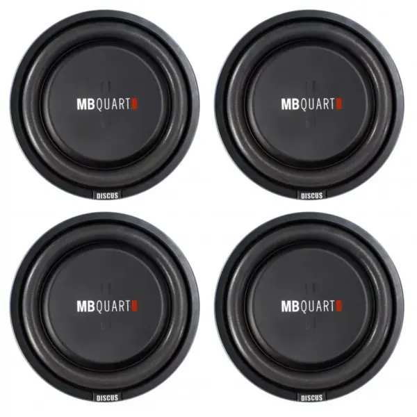 MB Quart DS1-304 1600 Watt 12 Inch Slim Shallow Automotive Subwoofers, 4 Piece