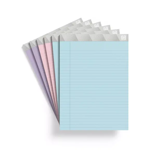 TRU RED Notepads, 8.5" x 11.75", Wide Ruled, Pastels, 50 Sheets/Pad TR57363