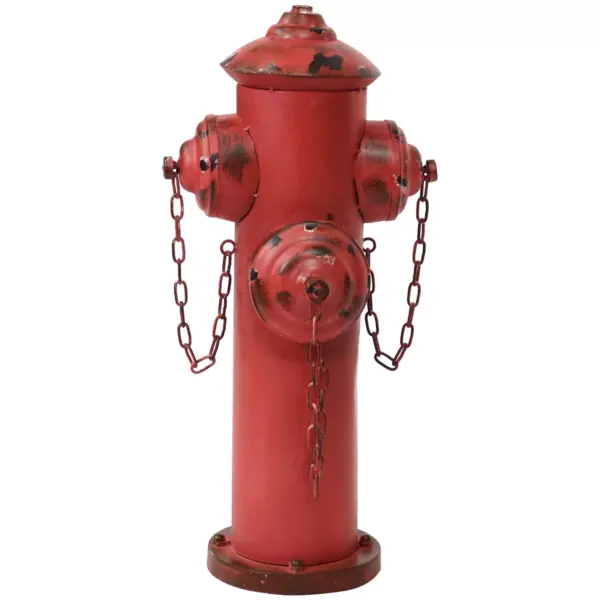 Sunnydaze Metal Fire Hydrant Outdoor Garden Statue Decor with Red Finish - 21"