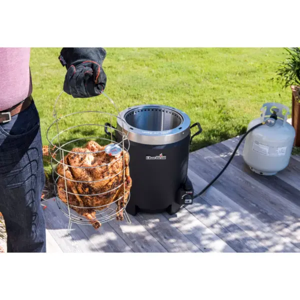 Char-Broil 17102065 The Big Easy Liquid Propane Gas Powered Oil Free Greaseless 16 Pound Turkey Fryer with Basket and Meat Thermometer