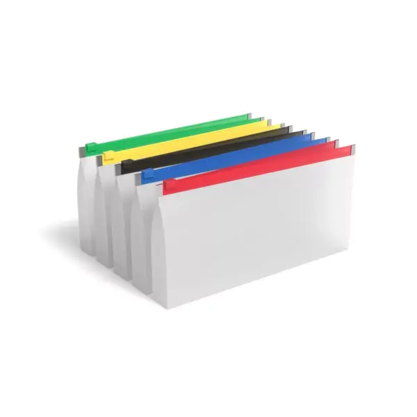 MyOfficeInnovations Poly Zip Envelopes Check Size Clear with Assorted Zippers 5/PK 344891