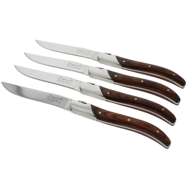 4pk Stainless Steel Laguiole Connoisseur Rosewood Steak Knives Brown - French Home