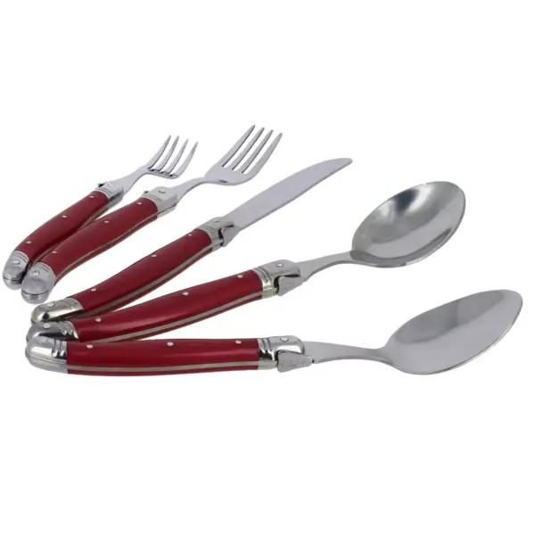 French Home Laguoile 20pc Stainless Steel Silverware Set Red