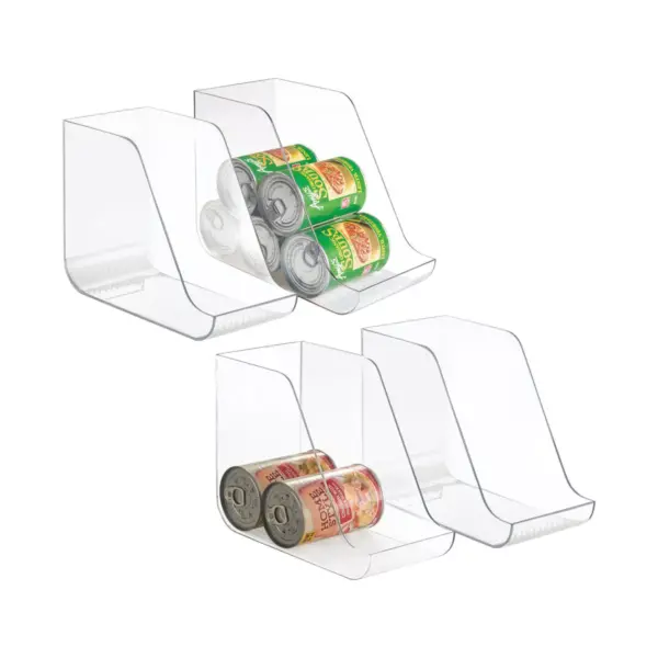 mDesign Canned Food Dispenser Kitchen Storage Organizer Bin, 4 Pack - Clear