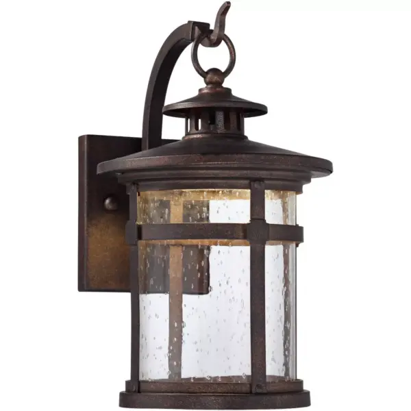 Franklin Iron Works Rustic Outdoor Wall Light LED Bronze Hanging Lantern Sconce Fixture for House Deck Porch Patio