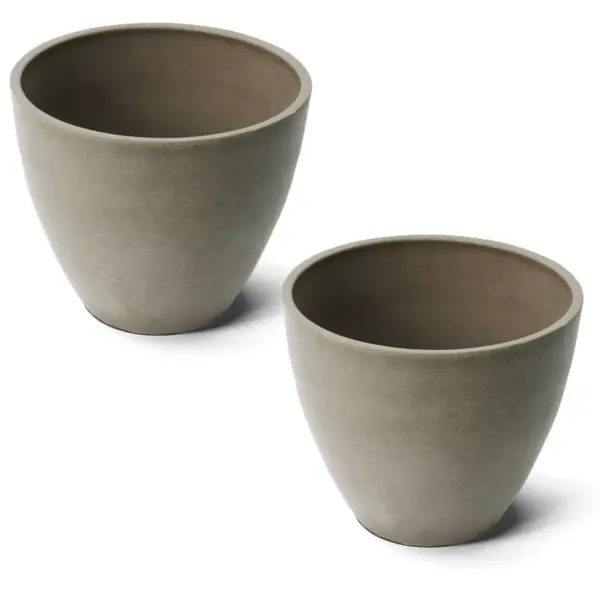 Algreen Valencia 10 x 8.3 In Flower Garden Pot Planter, Taupe (2 Pack)