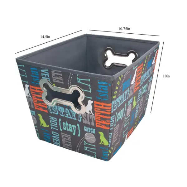 Paw Prints Bone Design Fabric Toy Bin Pet Apparel Storage