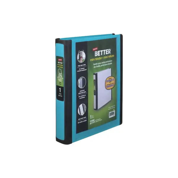 Staples Better Mini 1-Inch D 3-Ring View Binders Teal (20948) 55751/20948