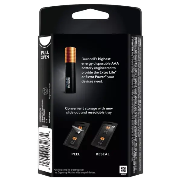 Duracell Optimum AAA Batteries - 4 Pack Alkaline Battery with Resealable Tray