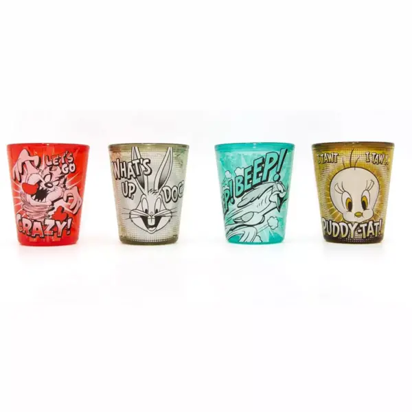 Silver Buffalo Looney Toons 1.5 Ounce Freeze Gel Plastic Mini Cups | Set of 4