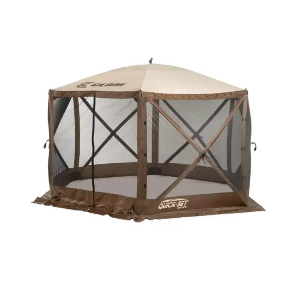 CLAM Quick-Set Escape 11.5' x 11.5' Portable Pop-Up Camping Outdoor Gazebo Screen Tent Canopy Shelter & Carry Bag with 6 Wind & Sun Panels Accessory