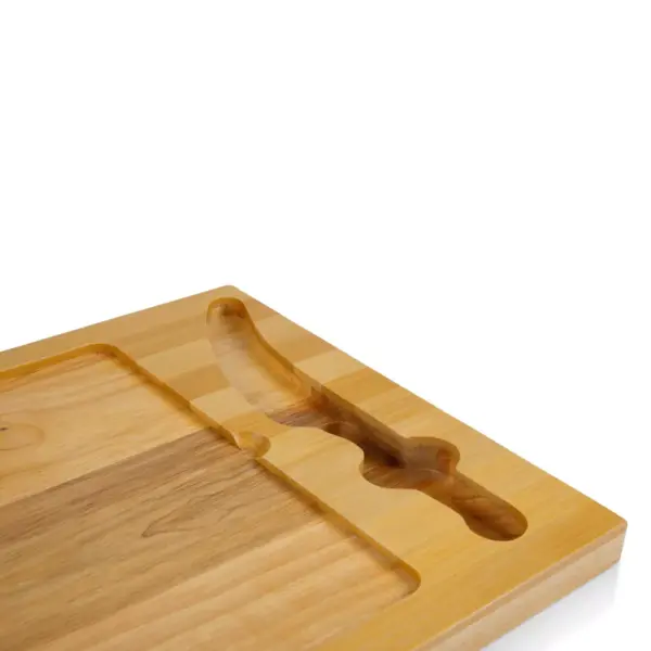 Rubberwood and Bamboo Iron Cheese Cutting Board - Picnic Time