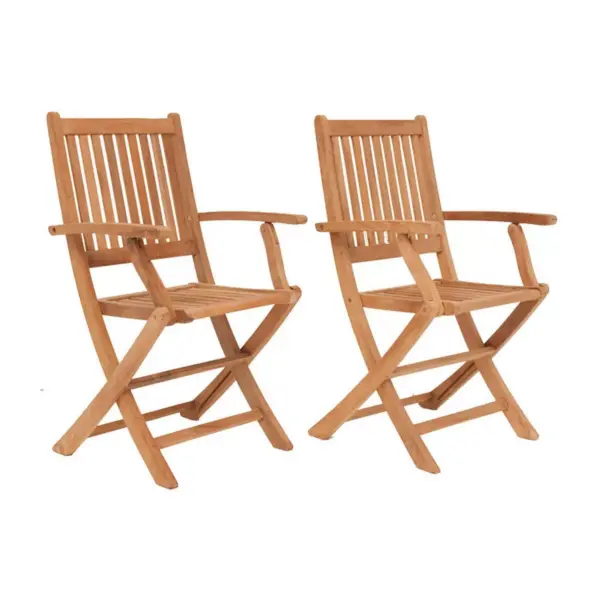 London 2pk Patio Wood Folding Chair Set - International Home Miami