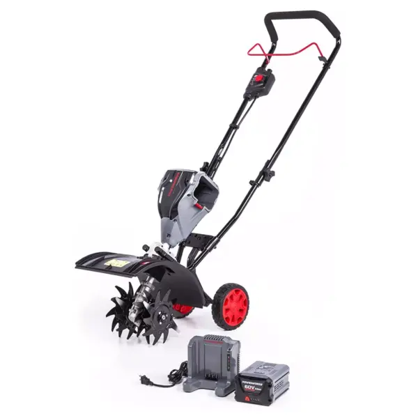 Powerworks TL60L2510PW 60V 8-Inch Brushless Tiller with 2.5Ah Battery and Charger Included, Black