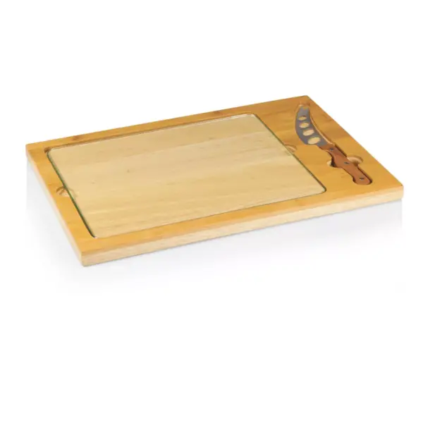 Rubberwood and Bamboo Iron Cheese Cutting Board - Picnic Time