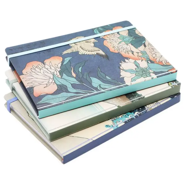 3-Pack Katsushika Hokusai Hard Cover Journal Notebooks Diary, Painter Inspired Design, 160 Lined Pages, 7x5