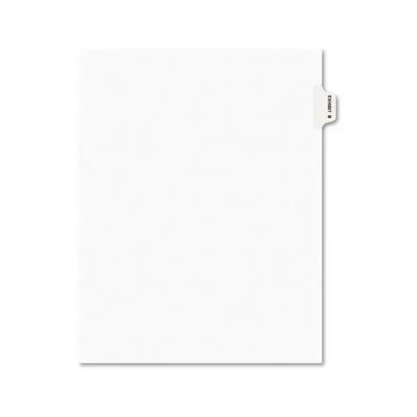 Avery-Style Preprinted Legal Side Tab Divider Exhibit B Letter White 25/Pack 01372