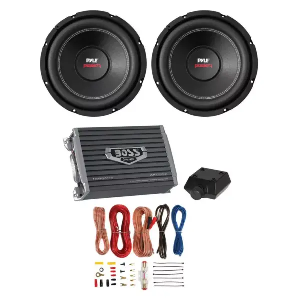 2) PYLE PLPW12D 12" 3200W Car Subwoofers Stereo Woofer+ 2 Ch Amplifier+Amp Kit