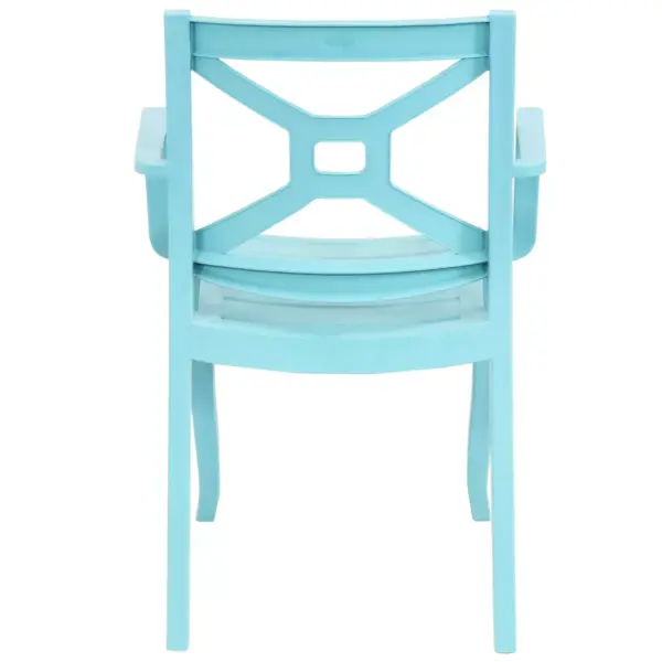 Sunnydaze Polypropylene Tristana Stackable Outdoor Patio Arm Chair, Blue