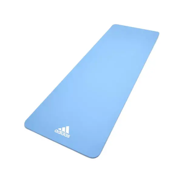 Adidas ADYG-10100GB Universal Exercise Roll Up Slip Resistant Fitness Pilates and Yoga Mat, 8mm Thick, Glow Blue